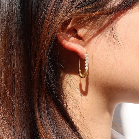 💛18k gold paper clip earrings💛 - Picture 3 of 8